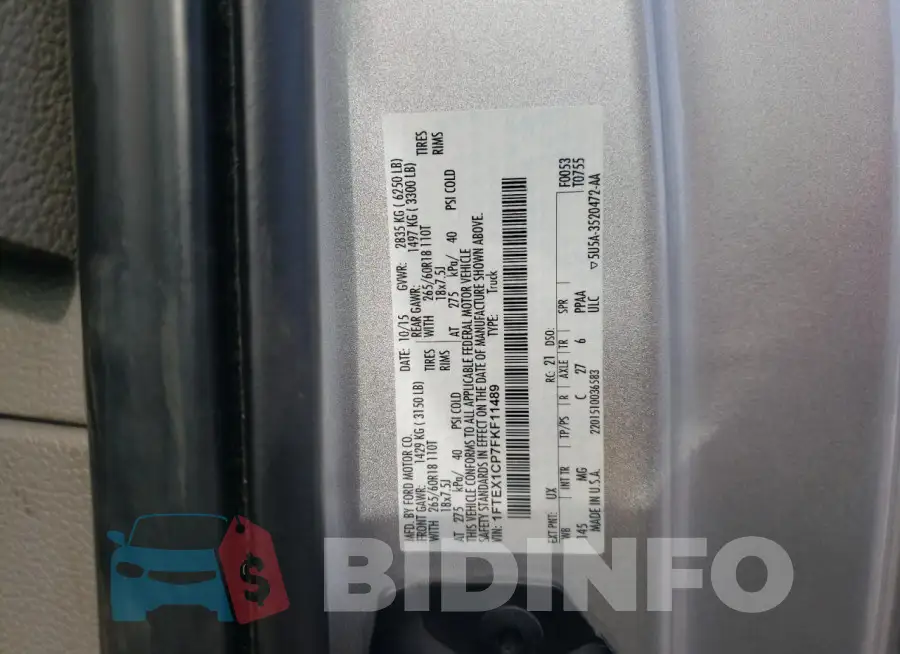 1FTEX1CP7FKF11489 Photo# 12
