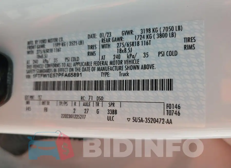 1FTFW1E57PFA65891 Photo# 13