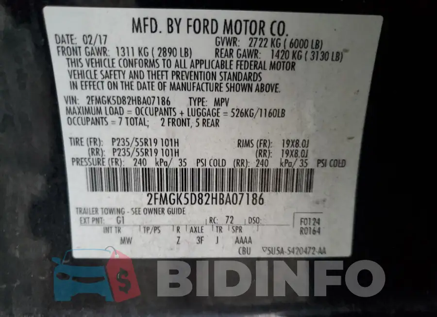 2FMGK5D82HBA07186 Photo# 14
