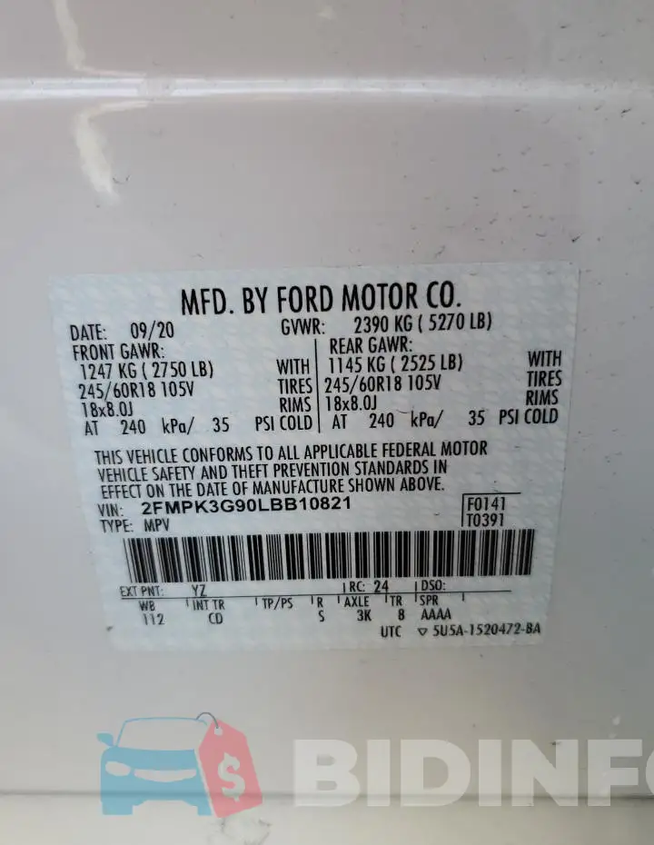 2FMPK3G90LBB10821 Photo# 14