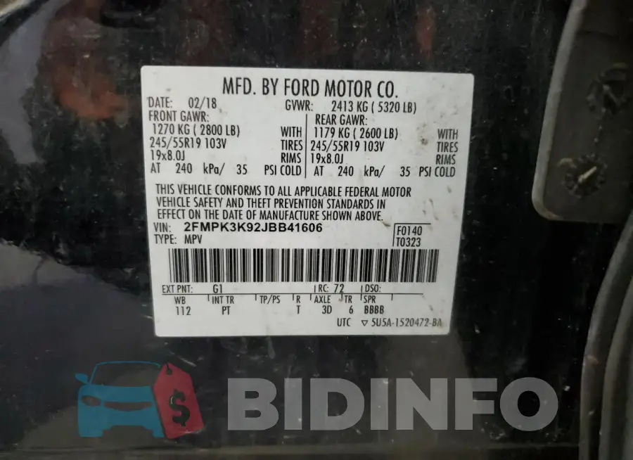 2FMPK3K92JBB41606 Photo# 13