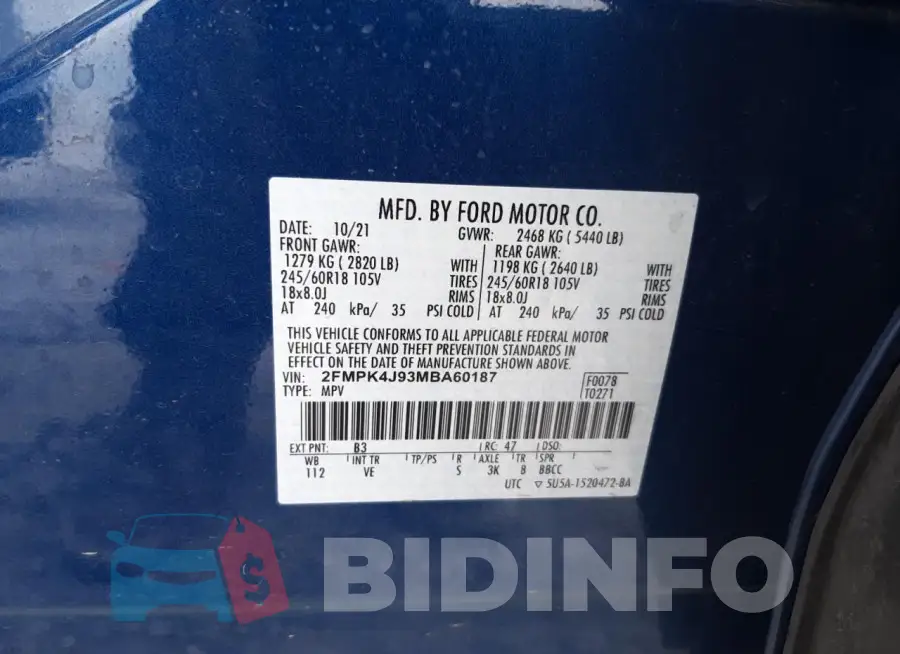 2FMPK4J93MBA60187 Photo# 14