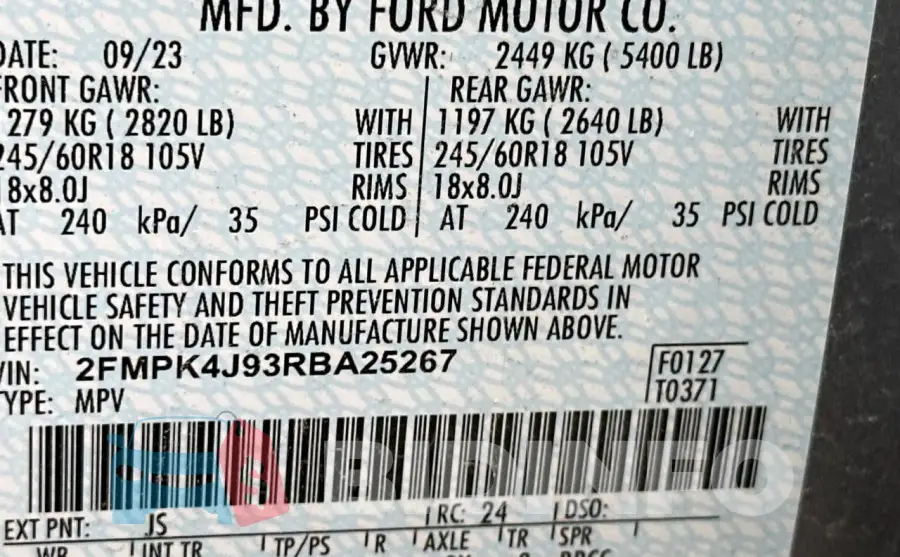 2FMPK4J93RBA25267 Photo# 10