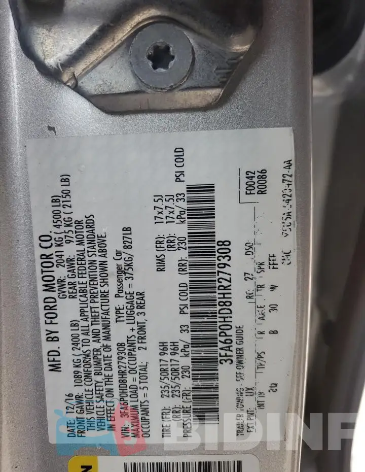 3FA6P0HD8HR279308 Photo# 12