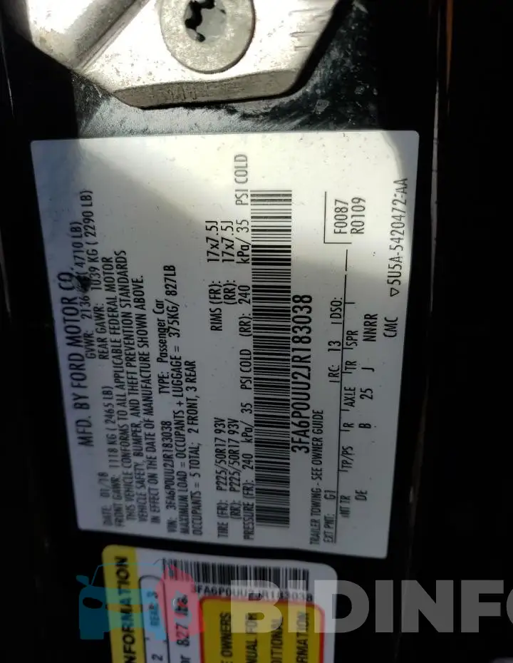 3FA6P0UU2JR183038 Photo# 12