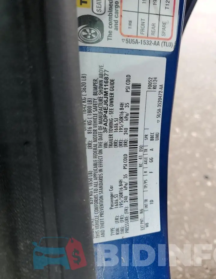 3FADP4EJ6JM116877 Photo# 13