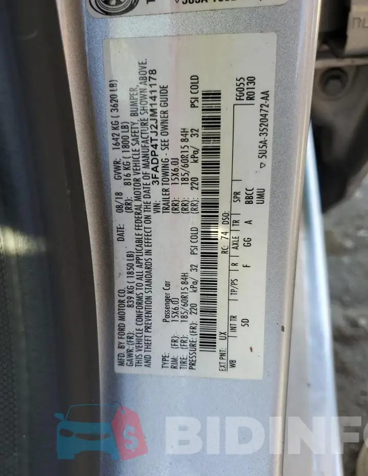 3FADP4TJ2JM141178 Photo# 13