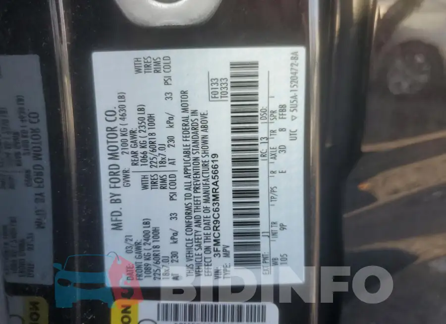 3FMCR9C63MRA56619 Photo# 13