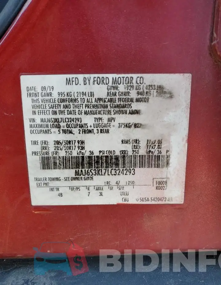 MAJ6S3KL7LC324293 Photo# 14