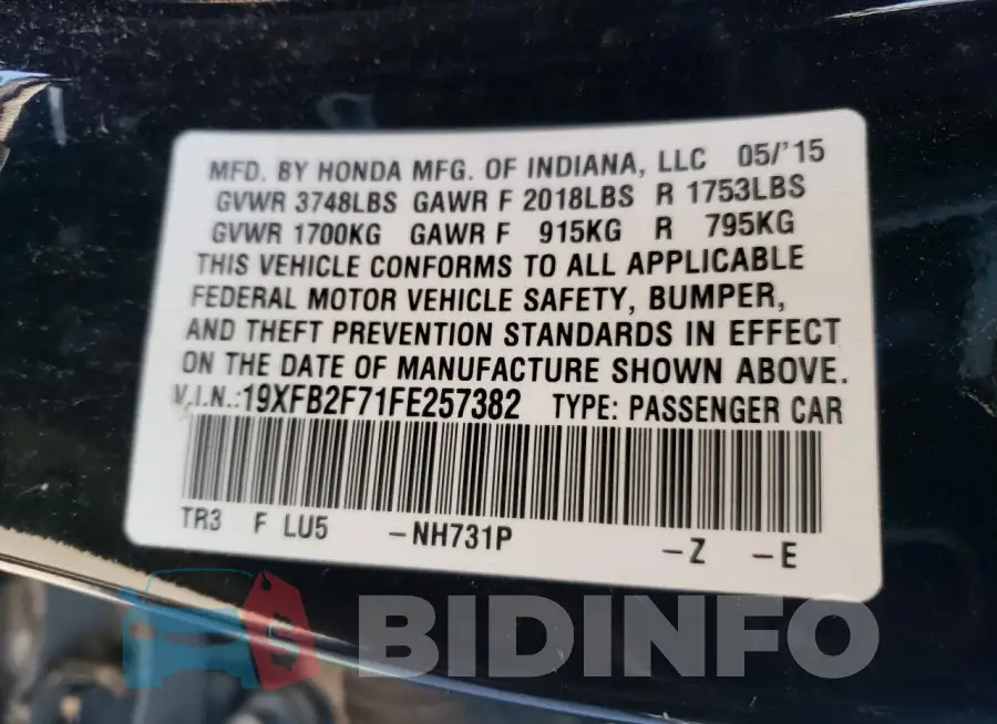 19XFB2F71FE257382 Photo# 12