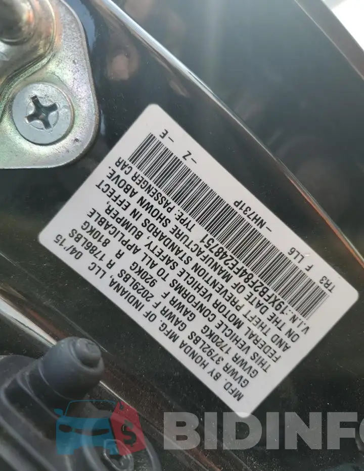 19XFB2F84FE248751 Photo# 13