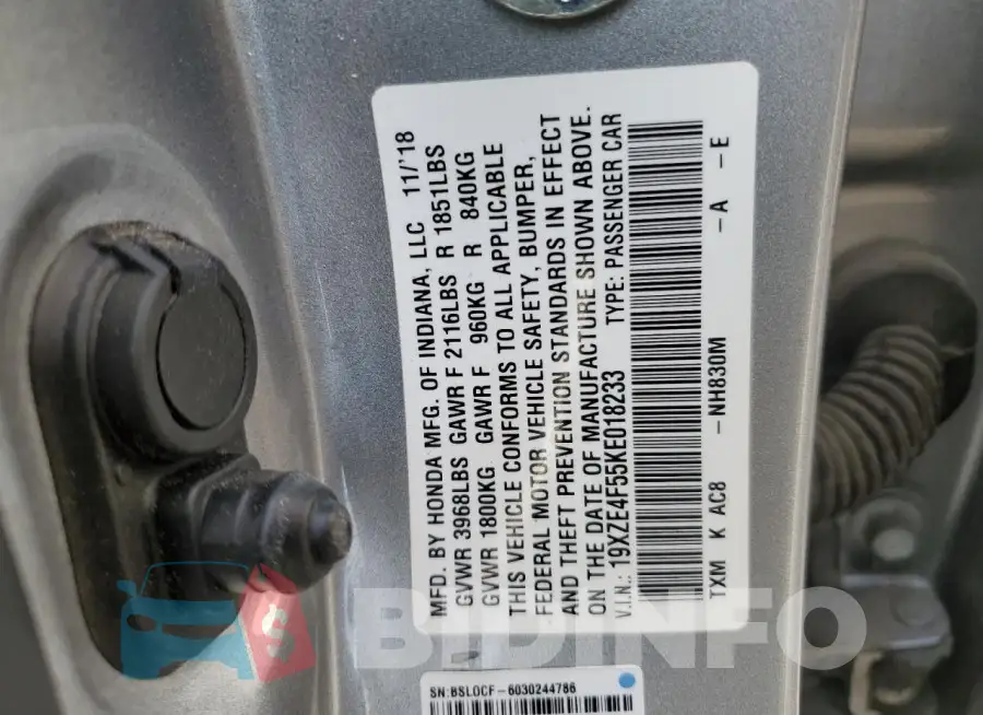 19XZE4F55KE018233 Photo# 12