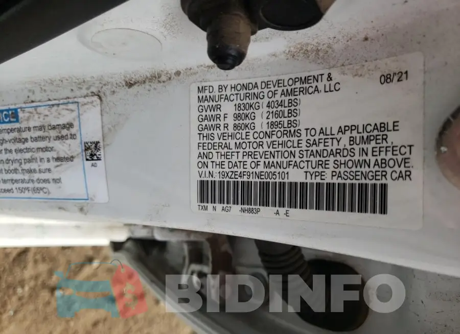 19XZE4F91NE005101 Photo# 12