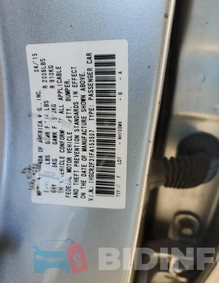 1HGCR2F31FA153507 Photo# 13
