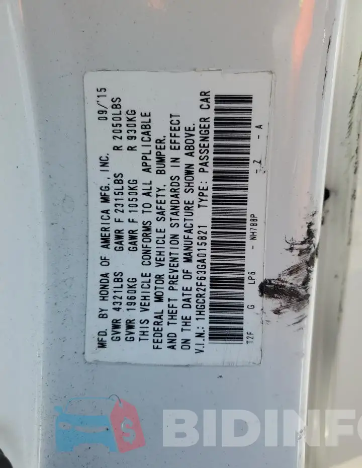 1HGCR2F63GA015821 Photo# 13