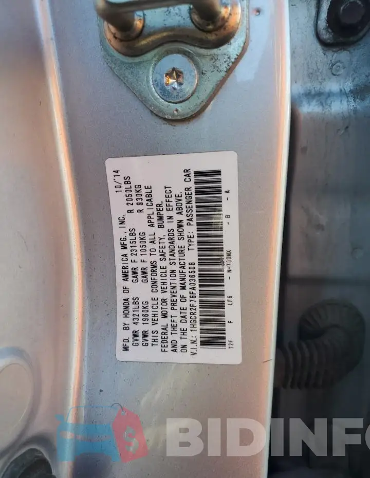 1HGCR2F76FA036508 Photo# 12