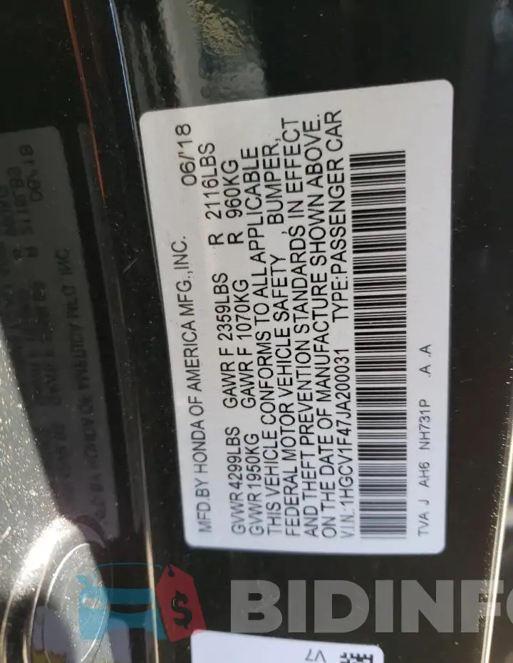 1HGCV1F47JA200031 Photo# 12
