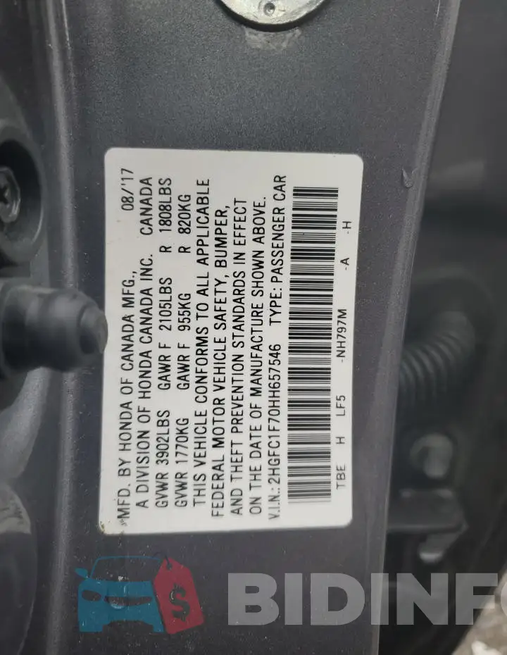 2HGFC1F70HH657546 Photo# 12