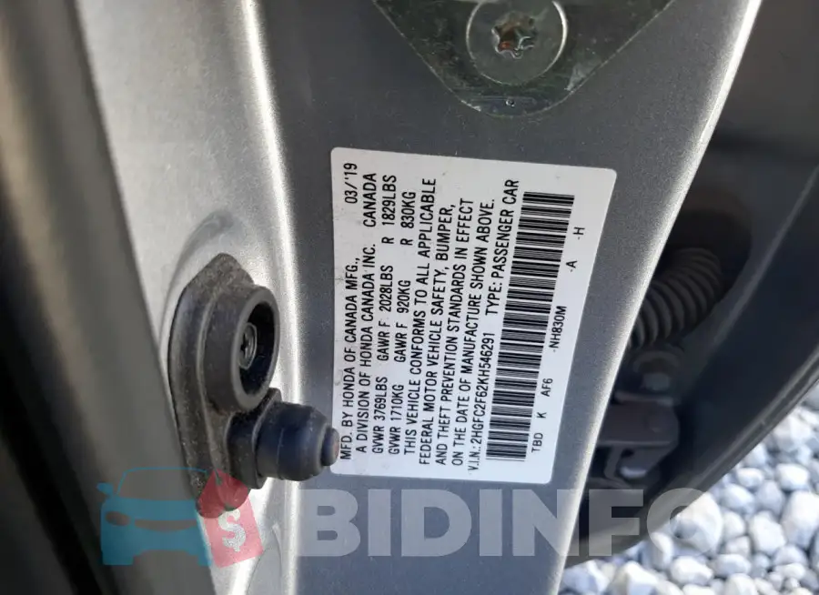 2HGFC2F62KH546291 Photo# 12