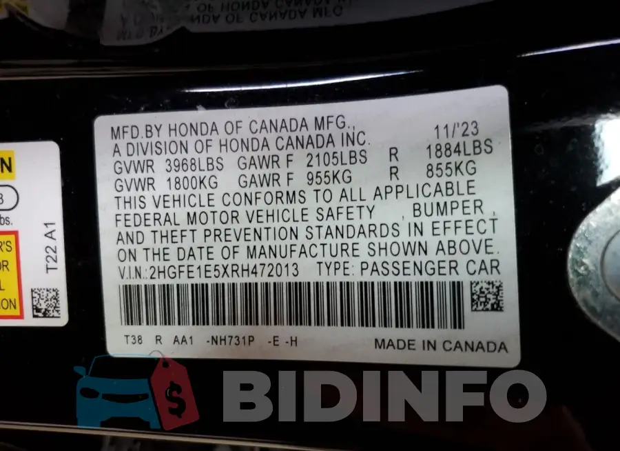 2HGFE1E5XRH472013 Photo# 13