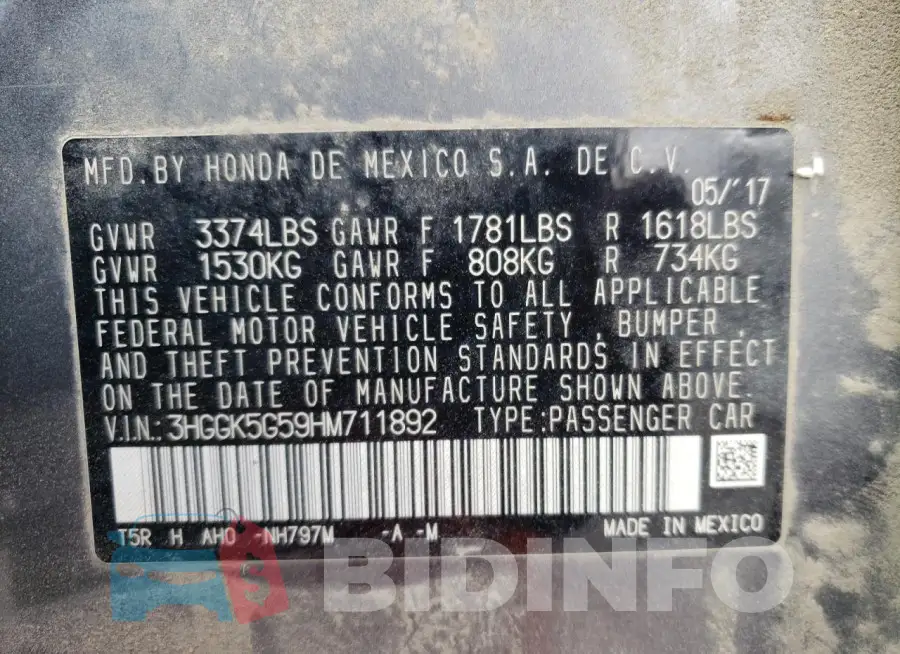 3HGGK5G59HM711892 Photo# 12