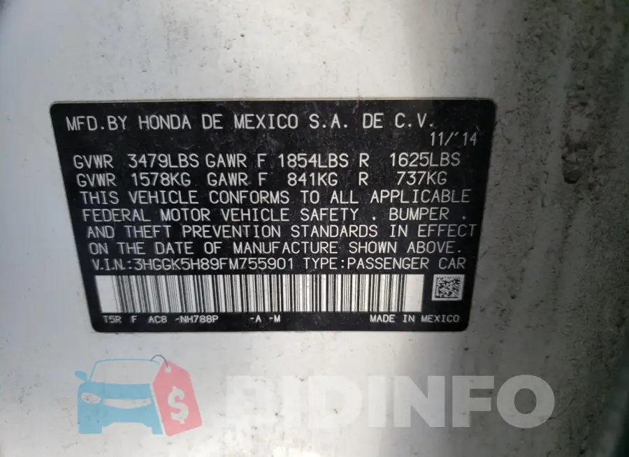 3HGGK5H89FM755901 Photo# 13