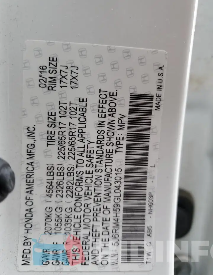 5J6RM4H59GL043015 Photo# 13