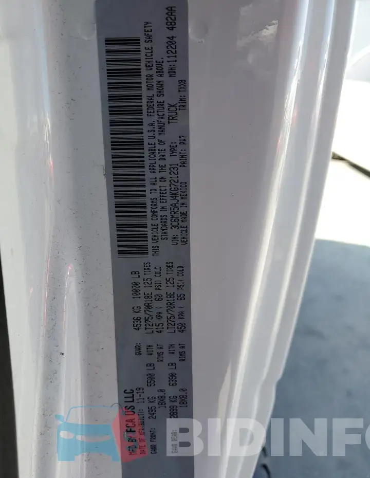3C6MR5AJ4KG721231 Photo# 13