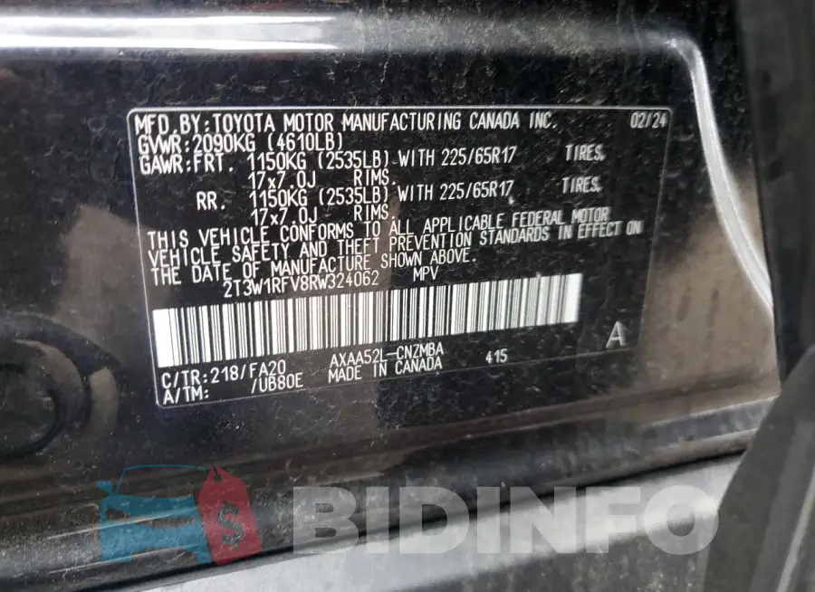 2T3W1RFV8RW324062 Photo# 13