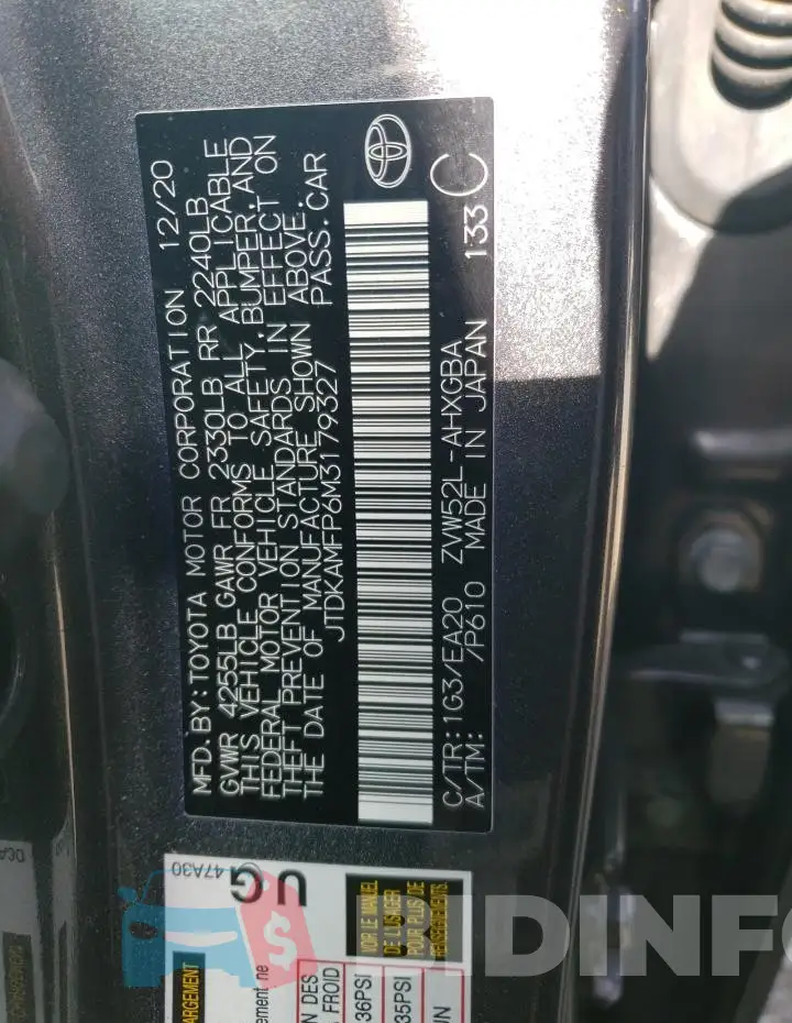 JTDKAMFP6M3179327 Photo# 12