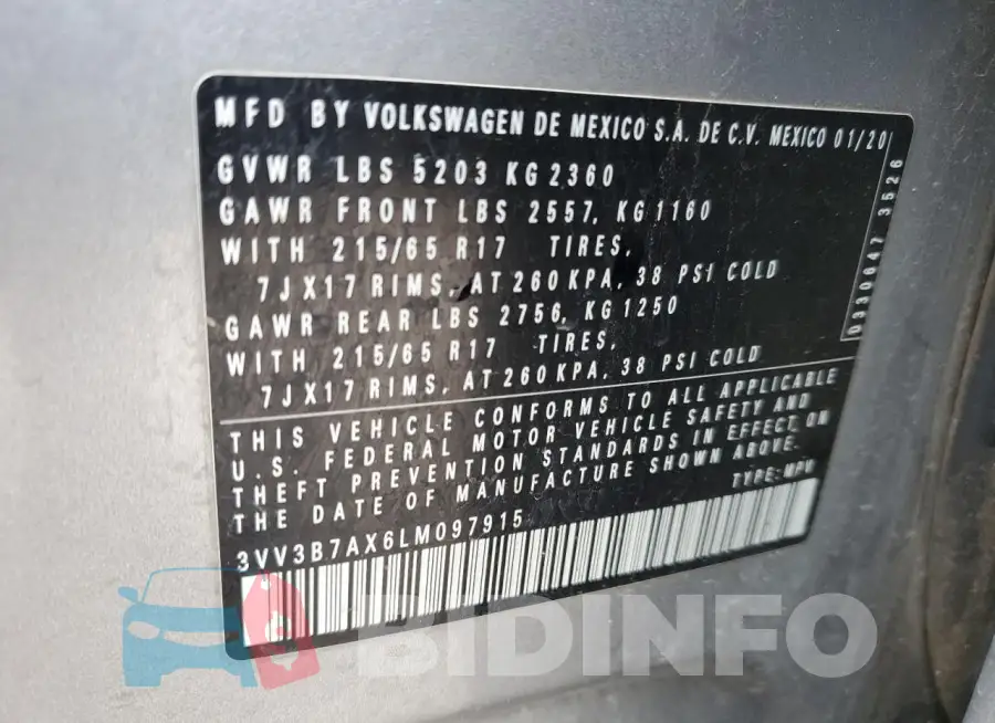 3VV3B7AX6LM097915 Photo# 13