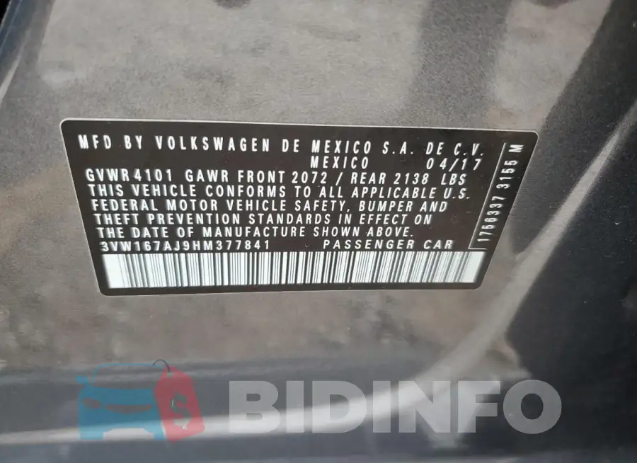 3VW167AJ9HM377841 Photo# 12