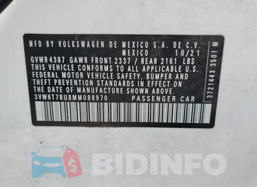3VW6T7BU8MM088970 Photo# 12