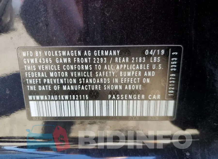 WVWWA7AU1KW182115 Photo# 12