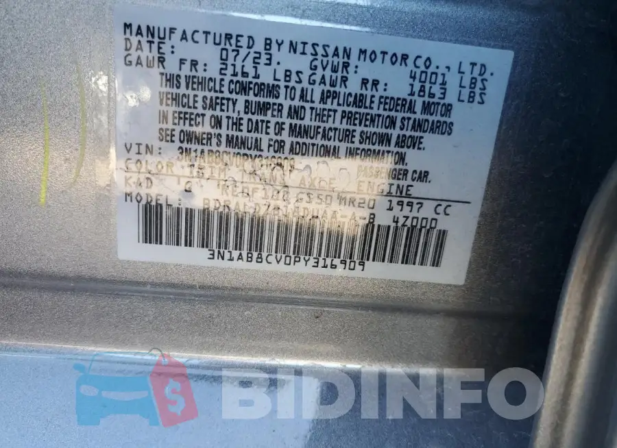 3N1AB8CV0PY316909 Photo# 12