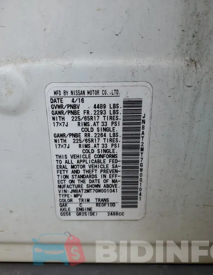 JN8AT2MT7GW001041 Photo# 13