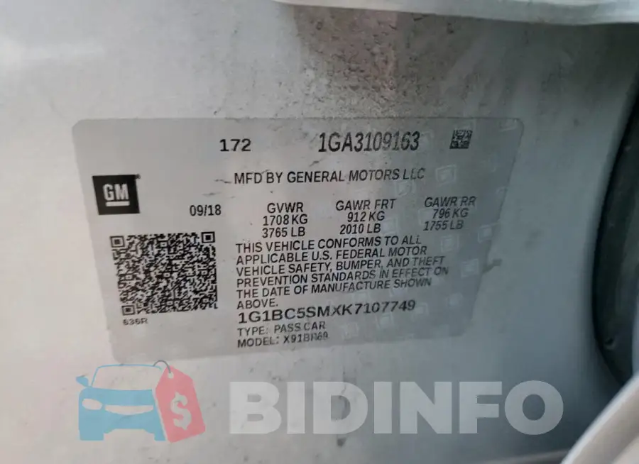1G1BC5SMXK7107749 Photo# 12