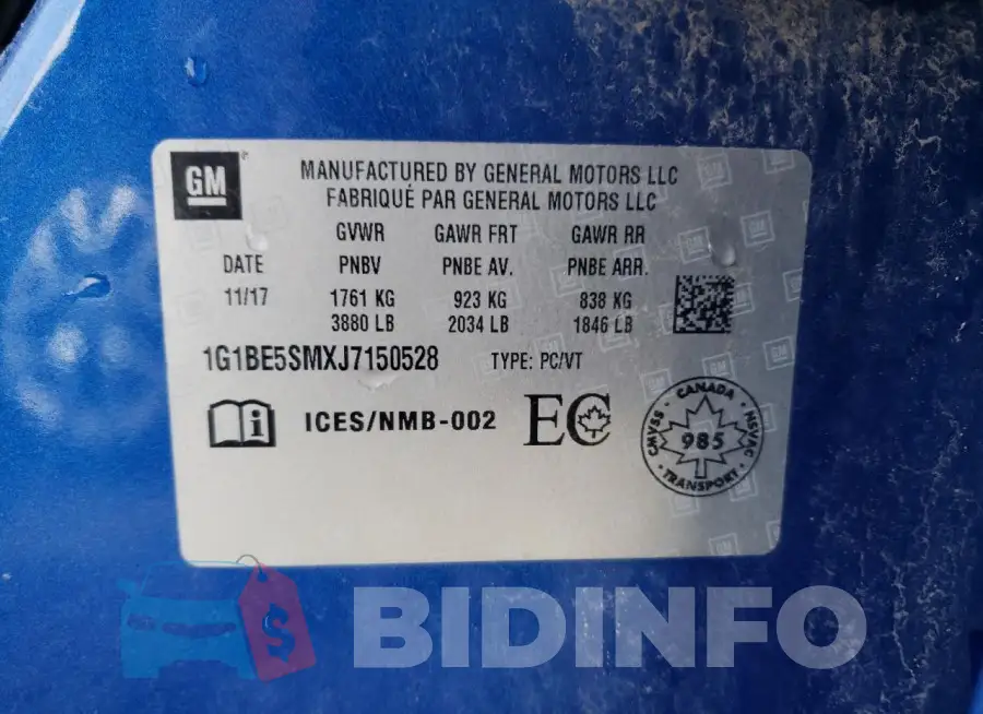 1G1BE5SMXJ7150528 Photo# 13
