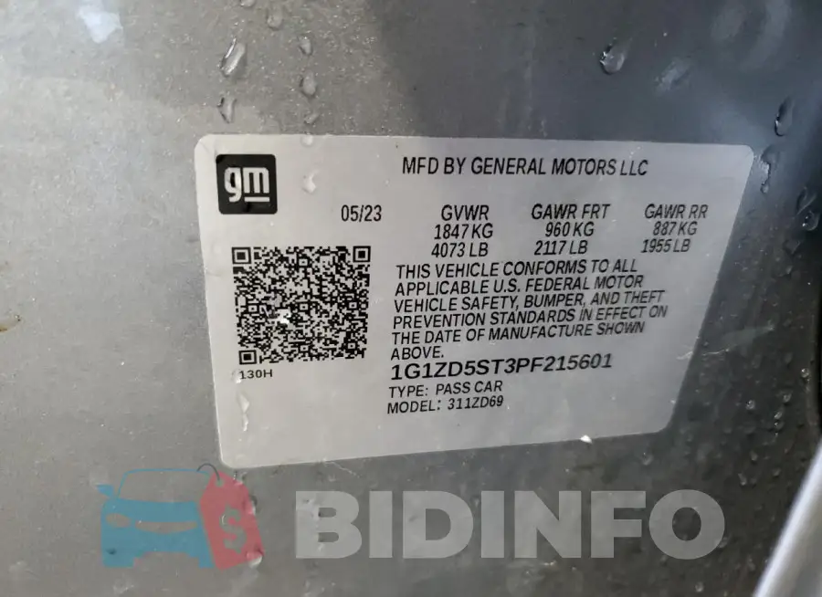 1G1ZD5ST3PF215601 Photo# 13