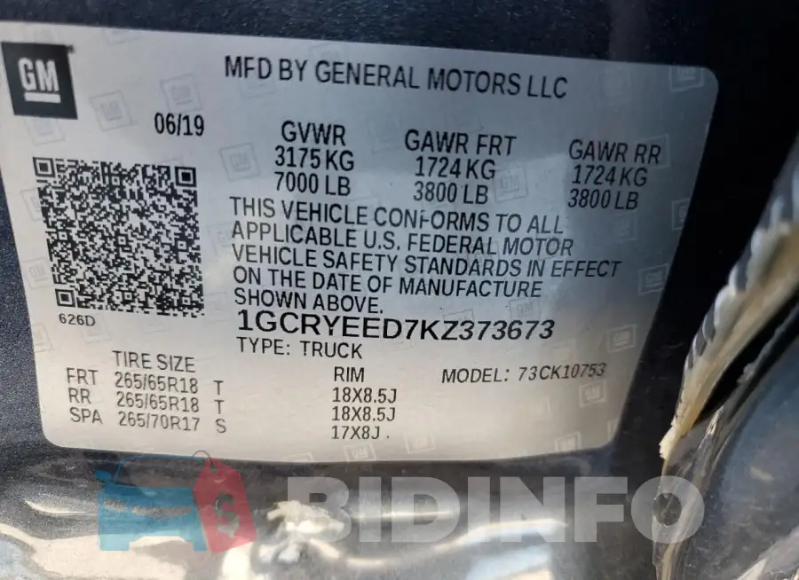1GCRYEED7KZ373673 Photo# 12