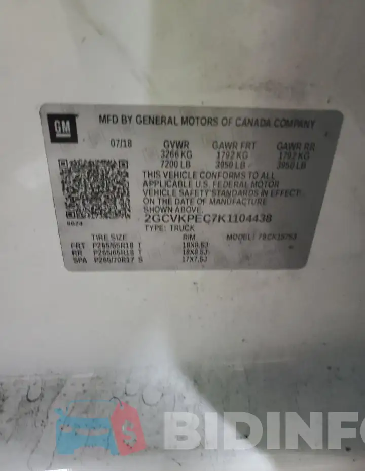 2GCVKPEC7K1104438 Photo# 12