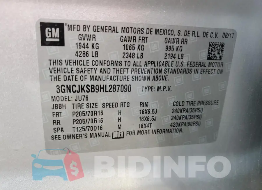 3GNCJKSB9HL287090 Photo# 13