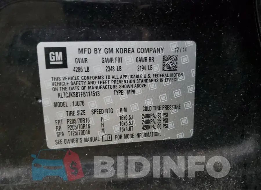 KL7CJKSB7FB114513 Photo# 13