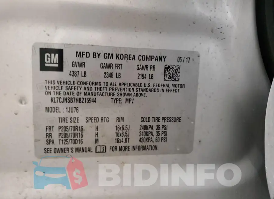 KL7CJNSB7HB215944 Photo# 13
