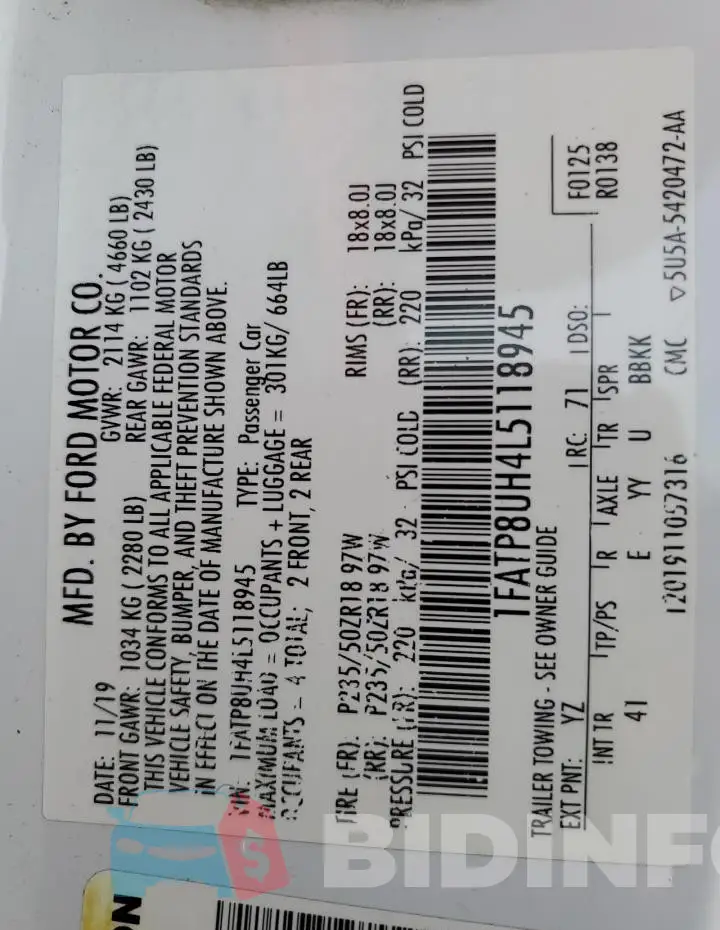 1FATP8UH4L5118945 Photo# 12