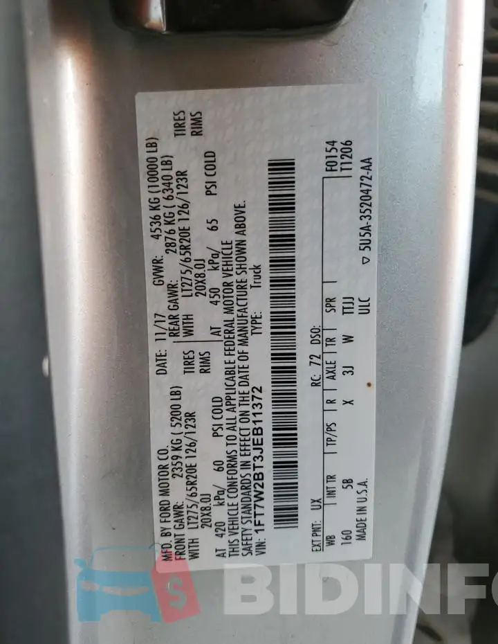 1FT7W2BT3JEB11372 Photo# 12