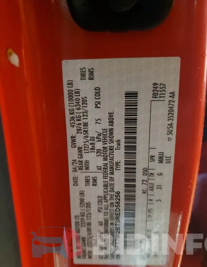 1FT7W2BT3RED58256 Photo# 12