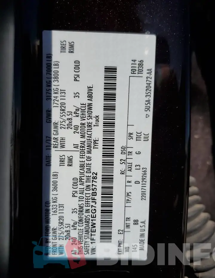 1FTEW1EG7JFB57782 Photo# 12
