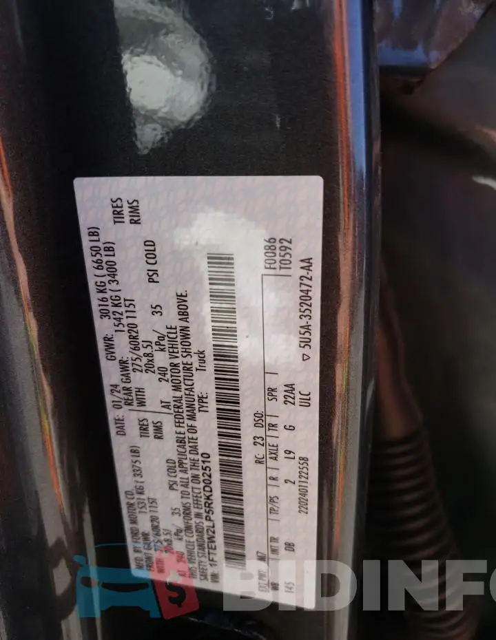 1FTEW2LP5RKD02510 Photo# 12