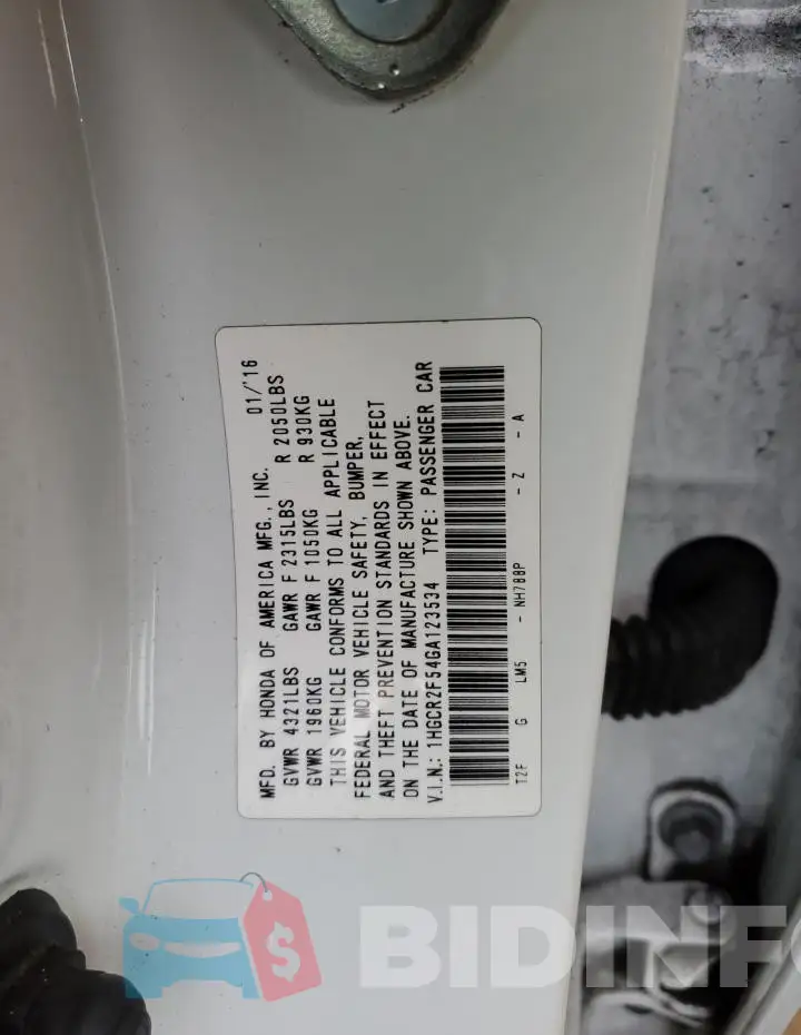 1HGCR2F54GA123534 Photo# 13